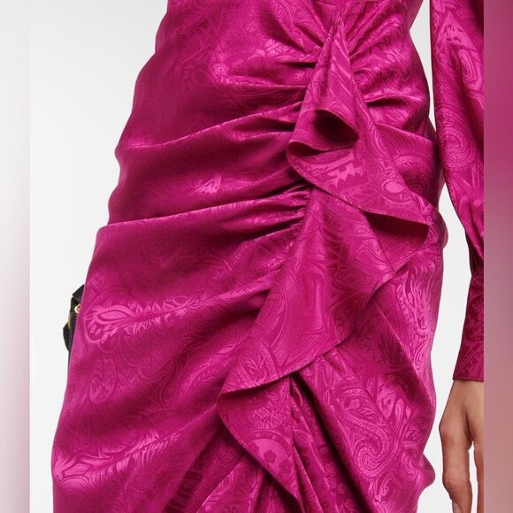 NWT Veronica beard WEISS PAISLEY JACQUARD DRESS magenta pink Sz 4 silk - Picture 6 of 15